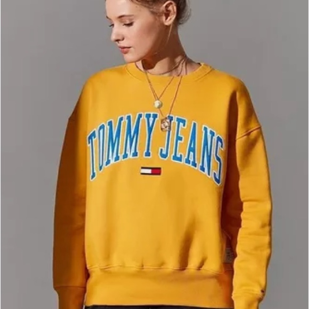 Tommy Hilfiger Yellow Sweater with Blue Lettering
